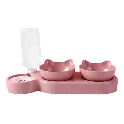 3-in-1 Katze Futternapf und Wassernapf Set, Katzennapf 3er Set, Doppel-Katzennäpfe mit Wasserspender für Haustiere, Futternapf und Wassernapf für Katzen und Kleine Hunde von Duroecsain