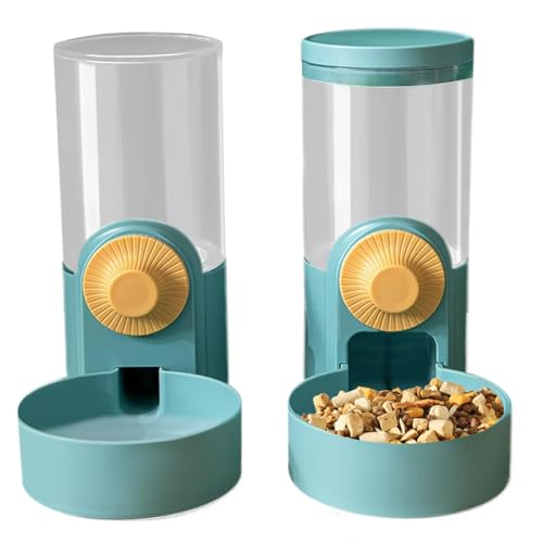 Duroecsain Futterstation und Wasser für Kaninchen, Futter- und Wasserschüsseln für Kaninchen | Automatischer Futterspender für Katzen – Wassernapf für Haustierkäfig von Duroecsain