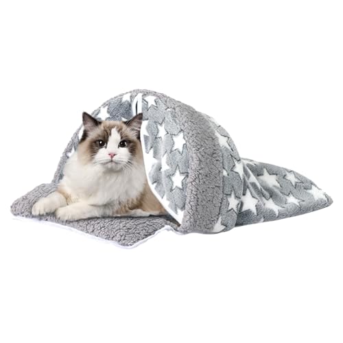 Duroecsain Gemütliches Katzenbett,Schlafsack für kleine Hunde - Bequemes Katzenschlafbett, Kuschelsack in Bogenform - Winter-Katzenbett, geschlossenes, waschbares, rutschfestes Katzenzelt für von Duroecsain