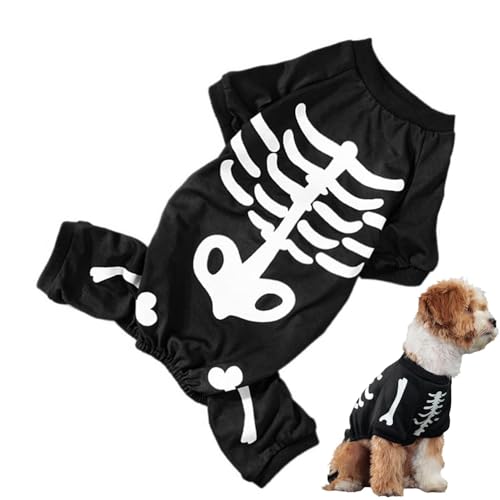 Duroecsain Halloween-Outfit für Haustiere, Halloween-Kleidung für Hunde – Rollenspielanzug für Hunde, glänzende Skelett-Kleidung | Festliches Hundekostüm für von Duroecsain