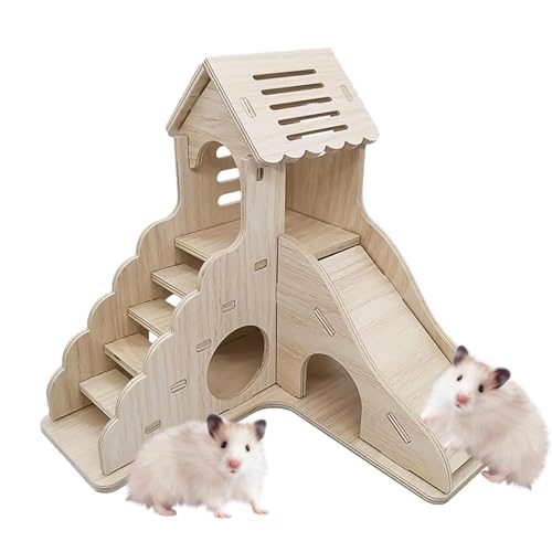 Duroecsain Hamsterhäuser und -verstecke, Kleintierlebensraum - Zweistöckiges Hamsterhaus, Meerschweinchenhaus,Lustiges Hamsterhabitat, Hamsterkäfig-Zubehör für Kleintiere von Duroecsain