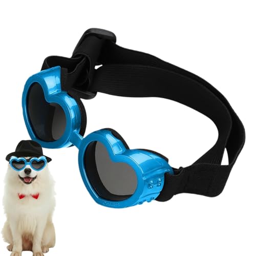 Duroecsain Hunde-Sonnenbrille in Herzform,Herz-Sonnenbrille für Hunde,Antibeschlag-Sonnenbrille für Haustiere - UV-Schutz-Hundesonnenbrille mit verstellbarem Riemen, Haustierbrille für Hunde, von Duroecsain