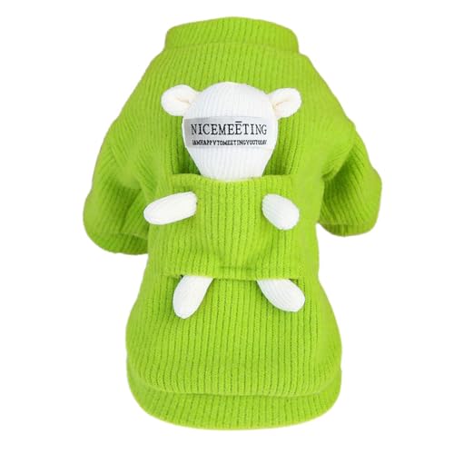 Duroecsain Hundepullover, Warmer Hundepullover | Haustierpullover mit Bärenpuppe,Dicke -Welpen-Kleidung, Rollkragenpullover, Katzen-Outfit für draußen von Duroecsain