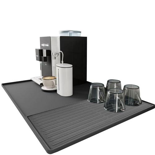 Duroecsain Kaffeematte für die Theke, Matte für Kaffeemaschine, Silikon-Kaffeebarmatte mit erhöhten Kanten, Geschirrtrockenmatte, multifunktionale Fütterungsmatte für von Duroecsain