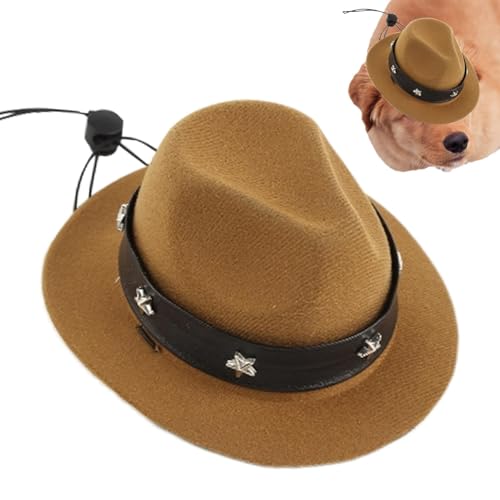 Duroecsain Katzen-Cowboyhut, Hunde-Cowboyhut | Süßer Katzensombrero | Haustierhüte für Hunde, Anziehhut mit verstellbarem Riemen, Haustierkopfbedeckung, Foto-Requisiten für die meisten kleinen bis von Duroecsain