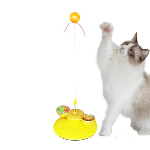 Duroecsain Katzen-Zauberstab-Spielzeug, Katzen-Teaser-Zauberstab-Spielzeug | Katzenspielzeug mit Saugnapf und leuchtendem Ball,Lustiger Katzen-Teaser, Kätzchen-Anreicherungsspielzeug für Katzen, von Duroecsain