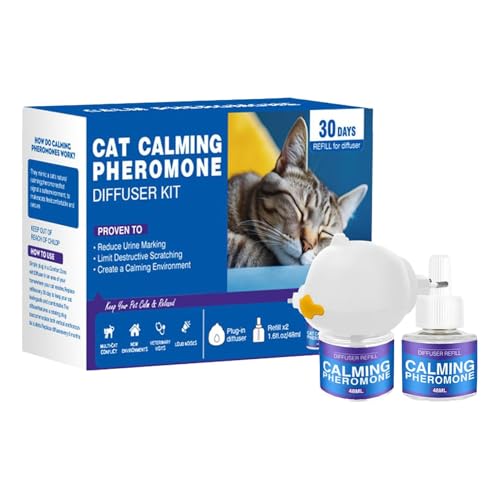 Duroecsain Katzenberuhigungsdiffusor, Katzenpheromone beruhigen Diffusor Refill,Spannungsdiffusor lindern - 60-Versorgungsstecker in der Cat-Beruhigungs-Pheromon-Nachfüllung reduziert die Spannung von Duroecsain