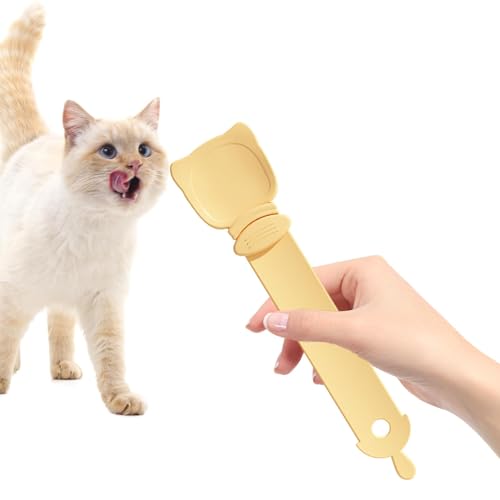 Duroecsain Katzenstreifenlöffel,Snack Scoop Cat Bar Squeezer Pet Feeding Spoon Strip Extruder - Multifunktionaler Lebensmittellöffel, Katzenstreifenquetscher, sicher und einfach zu verwenden für von Duroecsain