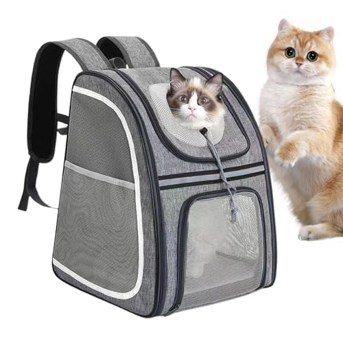 Duroecsain Katzenträger -Rucksack, Hunde -Rucksackträger, Atmungsaktives Kätzchen tragen Beutelpuppen -Rucksack, Reflektierender Strip Hunde Reise Beutel Storage Daypack für Welpenkätzchenspielzeug von Duroecsain