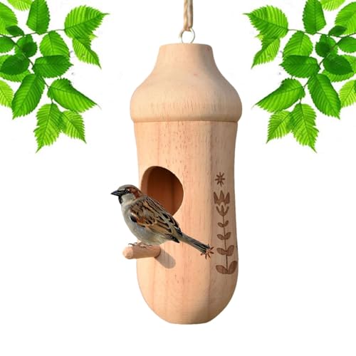 Duroecsain Kolibri-Vogelhaus, Kolibri-Häuser zum Nisten - Kolibri-Futterstation Kolibri-Haus | Hölzernes Kolibri-Nest, Kolibri-Nisthaus mit Seil für den Fenstergarten im Freien von Duroecsain