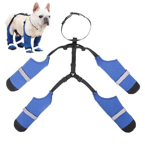 Duroecsain Pfotenschutz Hundestiefel, Hosenträgerstiefel für Hunde, wasserdichte Hundestiefel mit Trägern, rutschfeste Winterstiefel für mittelgroße Hunde, inkl von Duroecsain