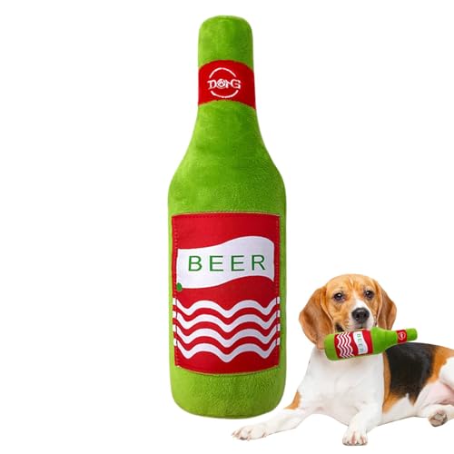 Duroecsain Plüsch Flasche Hundespielzeug, Hundemande -Spielzeugflasche - Bierflasche Squeak Spielzeug,Hundequietschers Welpe Zahnen, interaktive Spiele Haustiervorräte für kleine mittelgroßen großen von Duroecsain