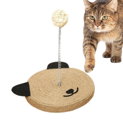 Duroecsain SISAL CAT Crocker, Kätzchen Scratch Post | Interaktiver Sisal Cat Head Form Stick,Protektor für Hausmöbel, Spielzeug für mentale körperliche Bewegung, eingebaute Glocke für Innenkätzchen von Duroecsain