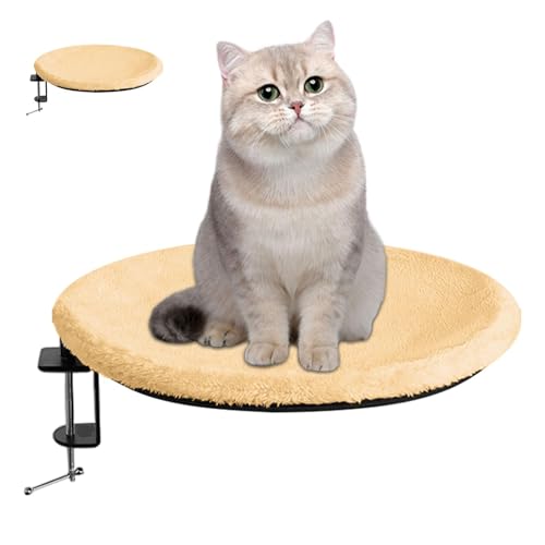 Duroecsain Schreibtisch Nest Katzenbett, Schreibtisch montiertes Katzenbett | Katzenbettbefestigung am Schreibtisch | Abnehmbares Soft Cover, Kätzchennest, einstellbare Klemme für Home Working & Game von Duroecsain