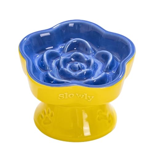 Duroecsain Slowdown Bowl,Slow Feeder,Maze Hundefutternapf | Anti-Erstickungs-Keramik-Spülmaschinennapf, hoher, abgeschrägter Napf für kleine Hunde und Katzen von Duroecsain