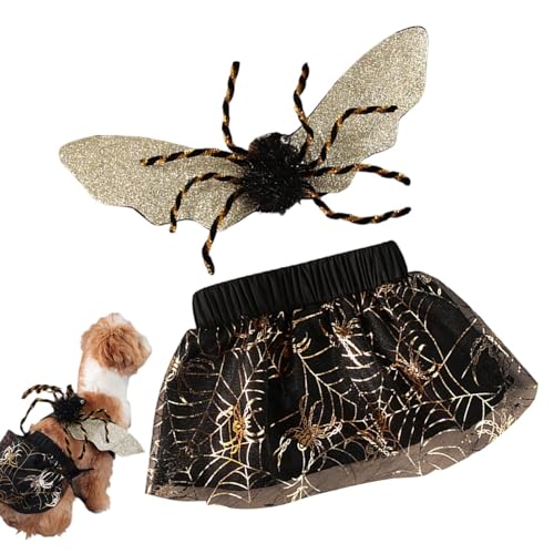 Duroecsain Spinnen-Kostüm für Hunde, Halloween-Kostüm, Horror-Kostüm, Halloween, leichte Gothic-Kleidung für Hunde, lustiges Kostüm für Haustiere von Duroecsain