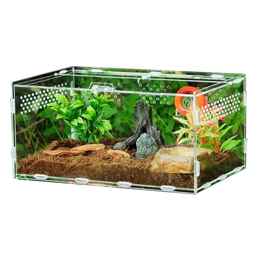 Duroecsain Terrariumbehälter aus Acryl für Reptilien | Futterbehälter für Reptilien, Aquarienzucht, Lebensraum für Haustiere, für Wirbellose Geckos und Eidechsen von Duroecsain