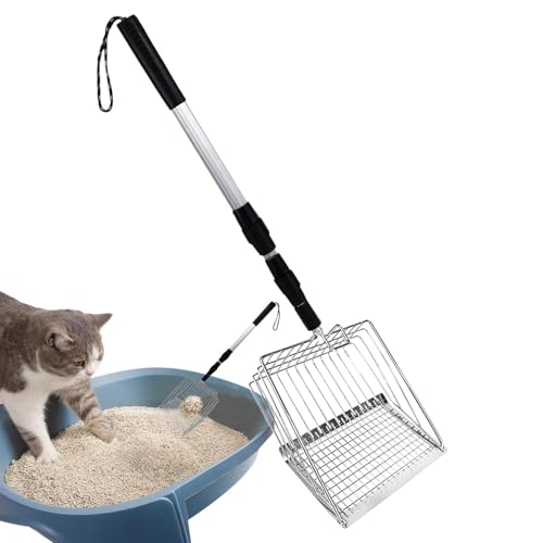 Katzenstreu Sifter Scoop Long Griff, langer Griff Katzenstreu Scoop, Erweiterbare Pet Poop Safting Schaufel, Einfaches Sieben der tiefen Schaufel Großer Haustier -Sifter -Schaufel für große von Duroecsain