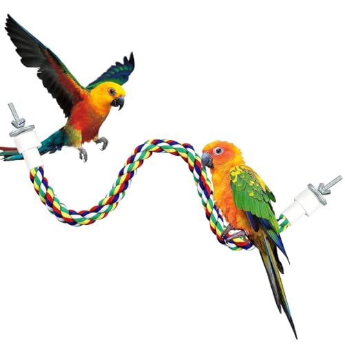 Tau Sitzstange Vögel Papagei Seil Spirale für Wellensittiche/Parrot Climbing Rope Vogelkäfig Zubehör (40cm Metallmutter) von Duroecsain
