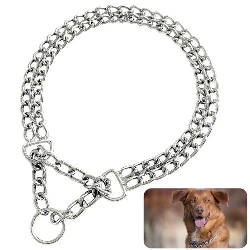 Duronge Kettenhalsband Hund, Edelstahl Hundehalsband, Verstellbare Hundekette mit Sicherer Schnalle, Hundehalskette Halsumfang 50 cm, Ø 2,5 mm, Hunde Kette zum Hundetraining von Duronge