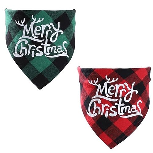 Durratou 2er Pack Hund Bandana Weihnachten Klassische Haustier Halstuch Halstuch Haustier Kostüm Ersatz Dekoration für Hunde, Katzen, Haustiere-L von Durratou