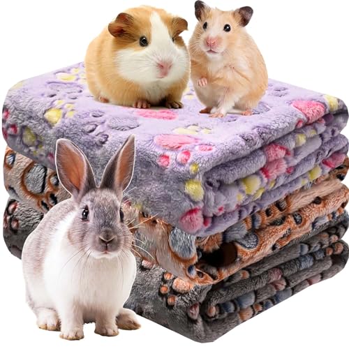 Duscdesp Meerschweinchen Decke, 3 Stück Klein Waschbar Kleintier Fleece Bett Matte, Wiederverwendbare Haustierdecken Fleecedecken, Käfig Einlagen für Hamster Kaninchen Kätzchen(60 * 40cm) von Duscdesp