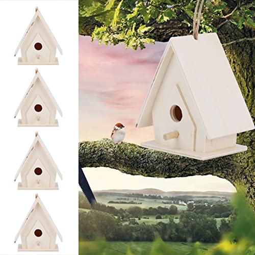 4 Stück Kolibri-Haus, Mini-Vogelhaus zum Aufhängen, Nester, Käfig, Ornament, Kunsthandwerk für Garten, Innenhof, Dekoration von Dussdote