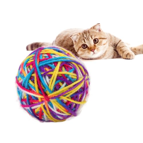 Dussdote Katzenballspielzeug, Katzengarnballspielzeug, buntes Zähneknirschen, Reinigen, Langeweile, Katzenspielzeugbälle, Erleichterung, Kätzchen, Wollgarnball für den Innenbereich von Dussdote