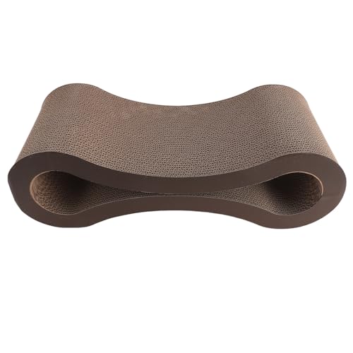 Katzenkratzbett, Katzenkratzer-Lounge, schützende Möbel, gewelltes Katzenkratzkartonbett, extra Dickes, ergonomisches Kratzpad (Kaffee) von Dussdote