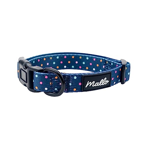 Gepunktetes Hundehalsband - Hundezubehör für Mädchen Junge - Gemustertes Hundehalsband - Hundegeschenk - Welpenhalsband Junge Mädchen - Stoff Hundehalsband (Polka Dot, Large) von Dust and Things