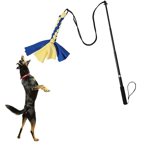 Duuclume Flirt Pole für Hunde, interaktives Hundespielzeug für kleine, mittelgroße und große Hunde, Jagd und Tauziehen, verlängerter Teaser Zauberstab mit Köderseil, Spielzeug für Outdoor-Aktivitäten von Duuclume