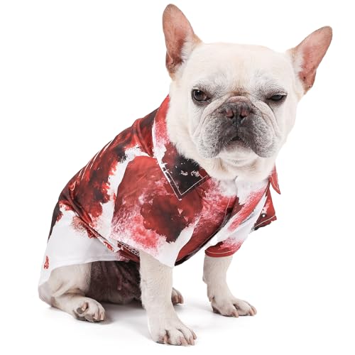 Duuclume Halloween-Kostüme für Haustiere, gruseliges Haustier, Hund und Katze, Halloween-Blutshirt für kleine, mittelgroße und große Hunde, Horror-Urlaubs-Outfit, blutige Knochen, Skelett, Kleidung von Duuclume