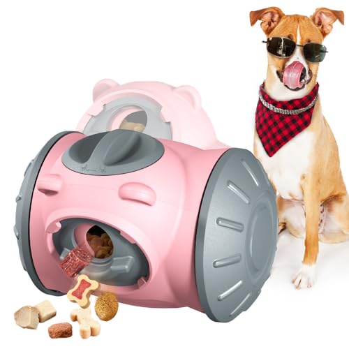 Duuclume Hunde-Puzzle-Spielzeug, Tumble Slow Feeder Leckerli-Spender für Welpen, kleine, mittelgroße und große Hunde, interaktives Hundespielzeug zur Stimulation und Bereicherung, Rosa von Duuclume