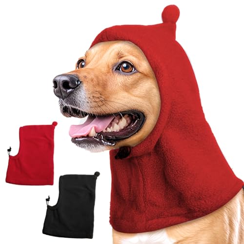 Duuclume Hunde-Wintermütze: Hunde-Kapuze, warmer Schal, verdickt, doppelseitig, Polar-Fleece, Hals, Ohr, kaltes Wetter, wärmer, niedliches Zubehör, Haustierkappen für kleine, mittelgroße und große von Duuclume