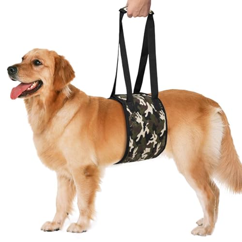 Duuclume Hundegeschirr Hebegeschirr für Rücken Beine, Treppe hoch und runter, Hundetuch für Senioren, Verletzte, Behinderte Hunde, Reha-Unterstützung, Verhaltenstraining (Camouflage, S) von Duuclume