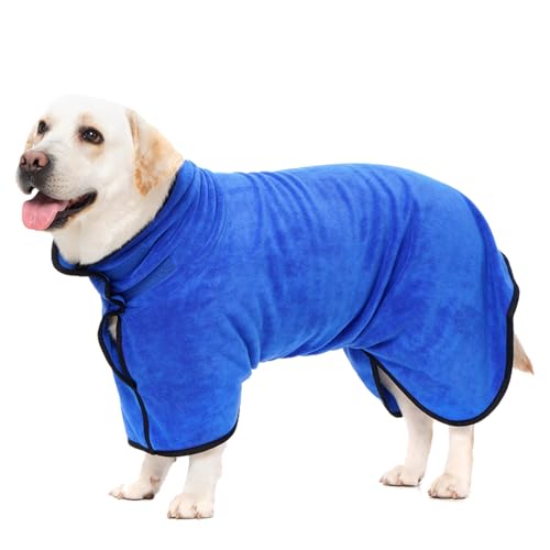 Duuclume Hundemantel-Handtuch, schnell trocknend, super saugfähig und weich, tragbare Hundehandtücher für Welpen, kleine, mittelgroße und große Hunde (Blau, XL) von Duuclume