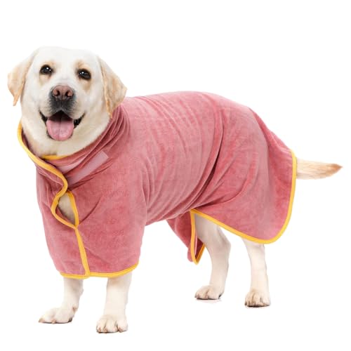 Duuclume Hundemantel-Handtuch, schnell trocknend, super saugfähig und weich, tragbare Hundehandtücher für Welpen, kleine, mittelgroße und große Hunde (Rosa, XL) von Duuclume