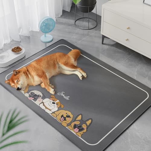 Duuclume Kühlmatte für Hunde und Katzen, kein Wasser oder Kühlung erforderlich, selbstkühlende Decke, Kissen für drinnen und draußen (dunkelgrauer Hund, 85,4 x 120 cm) von Duuclume