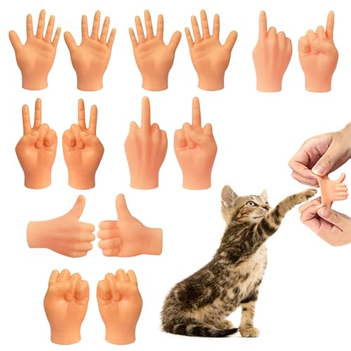 Duuclume Mini-Hände für Katzen, kleine elastische Hände für Katzen, kleine menschliche Hände, Haustier, lustige Finger, weich für Katzenmassage, niedliches kleines Hand-Fingerspielzeug für Geschenke, von Duuclume