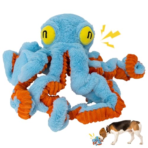 Duuclume Octopus Hundespielzeug für große Hunde, 50,8 cm groß, quietschendes Plüsch-Hundespielzeug mit weichem Stoff für aggressive Kauer, interaktives Hundespielzeug zum Tauziehen (blau) von Duuclume