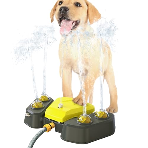 Duuclume Outdoor Hund Haustier Wasser Sprinkler, Einfache Pfote Aktiviert Sommer Hund Wasser Trinkspielzeug Automatischer Wasserbrunnen, Haustier Spender für Kleine Mittlere Große Hund Gelb von Duuclume