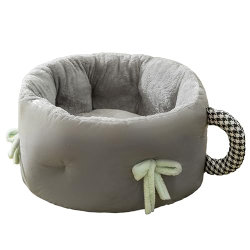 Duuclume Puppy Dog Beds for Indoor Pets, Deep Cat Bed with Sides Round Teacup Plüsch Warm Pet Bed with Antislip Bottom for Small / Medium Dogs (Grau, Medium - 45 cm) von Duuclume