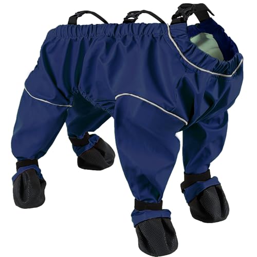 Duuclume Strapsstiefel für Hunde, Verstellbare Hundestiefel-Leggings mit Riemen, Atmungsaktiv Bequem Weiche Sohle Rutschfeste Hundestiefel für Mittelgroße Kleine Hunde Outdoor (Blau, L) von Duuclume