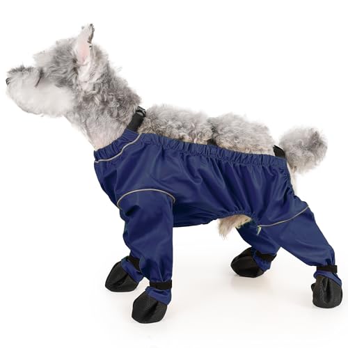 Duuclume Strapsstiefel für Hunde, Verstellbare Hundestiefel-Leggings mit Riemen, Atmungsaktiv Bequem Weiche Sohle Rutschfeste Hundestiefel für Mittelgroße Kleine Hunde Outdoor (Blau, S) von Duuclume