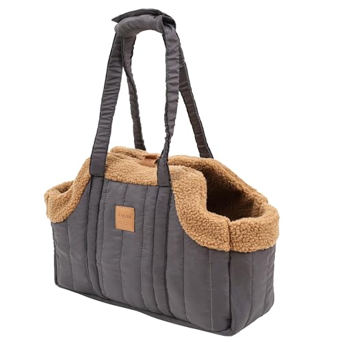 Duuclume Tragbare Katzentasche mit großem Fassungsvermögen, Fleece, für Haustiere, Hunde, Tragetasche, Geldbörse, wasserdicht, warm, Reisen, freihändige Schultertasche, fester Haken für kleine Hunde, von Duuclume