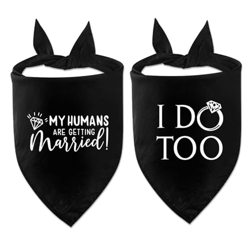 Duuclume Verlobungsgeschenke, 2 Stück Hundehalstücher "My Humans are Getting Married & I Do", verstellbarer Haustier-Schal für Hochzeit, Foto-Requisite, Hunde-Verlobungsankündigung, Haustierzubehör, von Duuclume