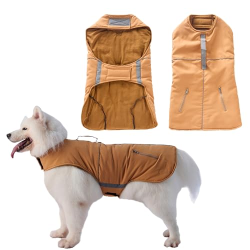 Duuclume Warmer Hundemantel im Winter, winddichter Rollkragenpullover mit Polarfleecefutter, für kaltes Wetter, Hunde-Schneeanzug mit reflektierenden Streifen und verstellbarem Hüftgurt für kleine, von Duuclume