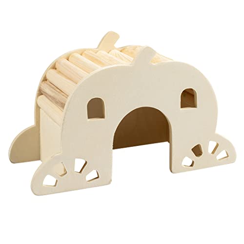 Duvoplus, Holzhaus mit Brücke S – 15 x 7 x 9 cm, braun, aus hochwertigem Holz, REGT den natürlichen Naginstinkt an, stundenlanger Spiel- und Kletterspaß, für kleine Nagetiere von Duvoplus