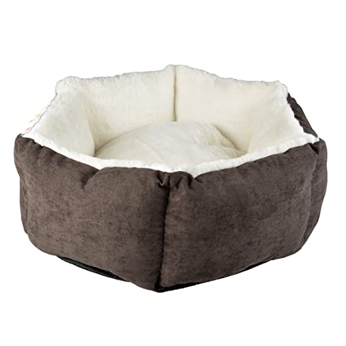 Duvoplus, Hundebett Hexa Velvet Concrete L – 80 x 80 x 28 cm, anthrazit/weiß, umweltfreundlich, Füllung 100% recycelt, Rutschfester Boden, bequemer und Warmer Schlafplatz für Hunde von Duvoplus