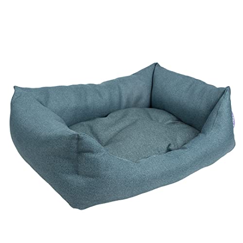 Duvoplus, Rechteckiger Korb Royal Blue, 85 x 70 x 24 cm, Blau, gepolstertes Kissen, breiter Rand, Bequeme Position, geeignet für Hundebett, waschbar bei 30 °C, Elegantes Design von Duvoplus